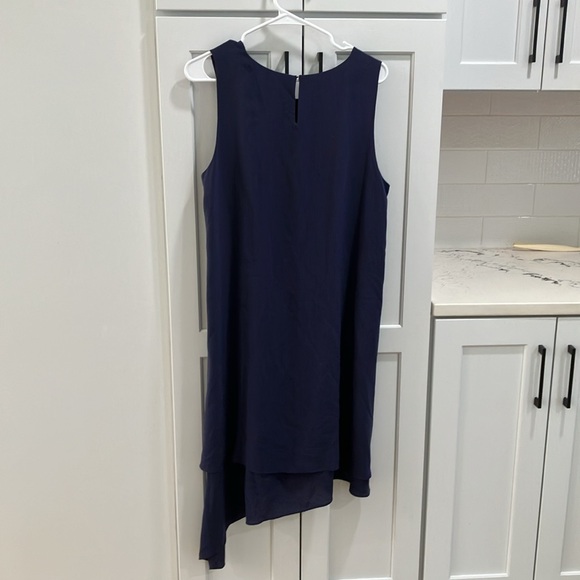 Eileen Fisher Women's Navy Blue Minimalist Sleeveless Lightweight Midi Dress - Picture 2 of 8